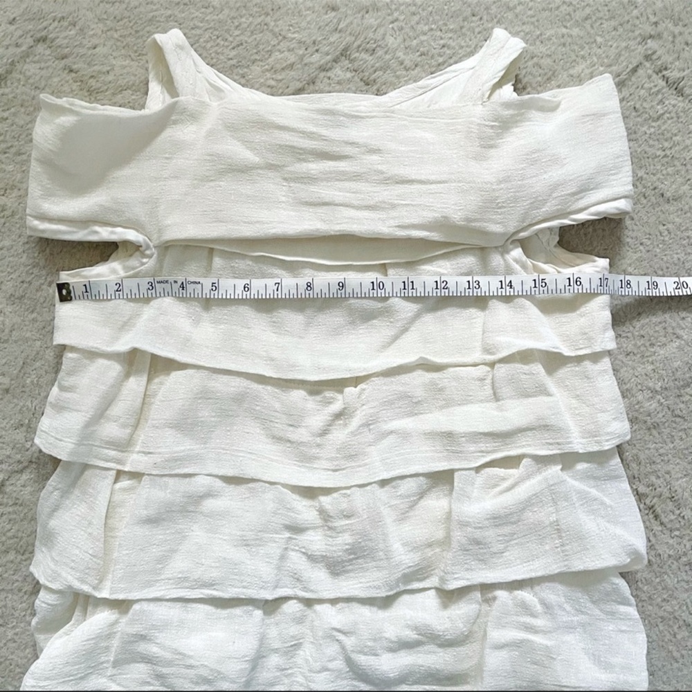 Marc Jacobs Bergdorf Goodman Tired White Linen Ruffle Trim Dress Size 6 - Picture 4 of 11